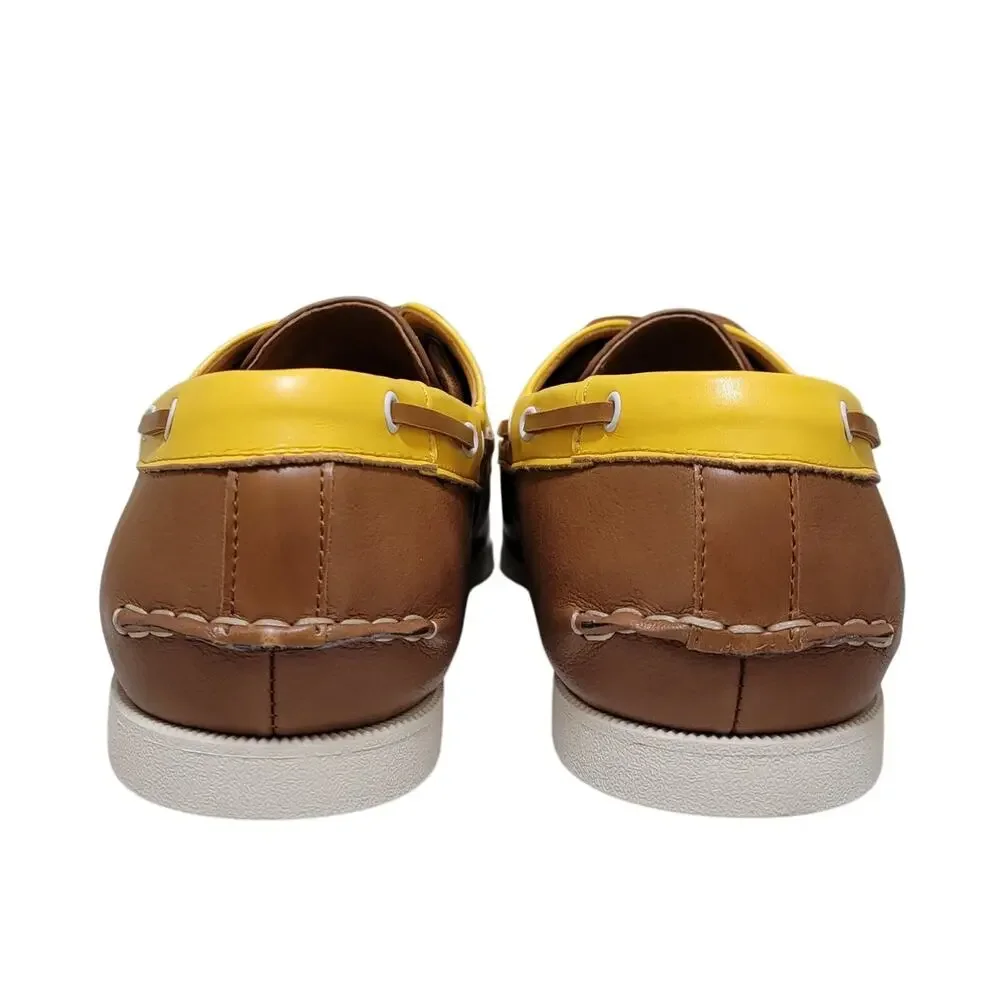 Club Room Men Elliot 2 Eye Boat Shoes Size US 11.5M Tan Yellow Faux Leather
